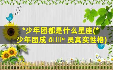 *
少年团都是什么星座(*
少年团成 🌺 员真实性格)
